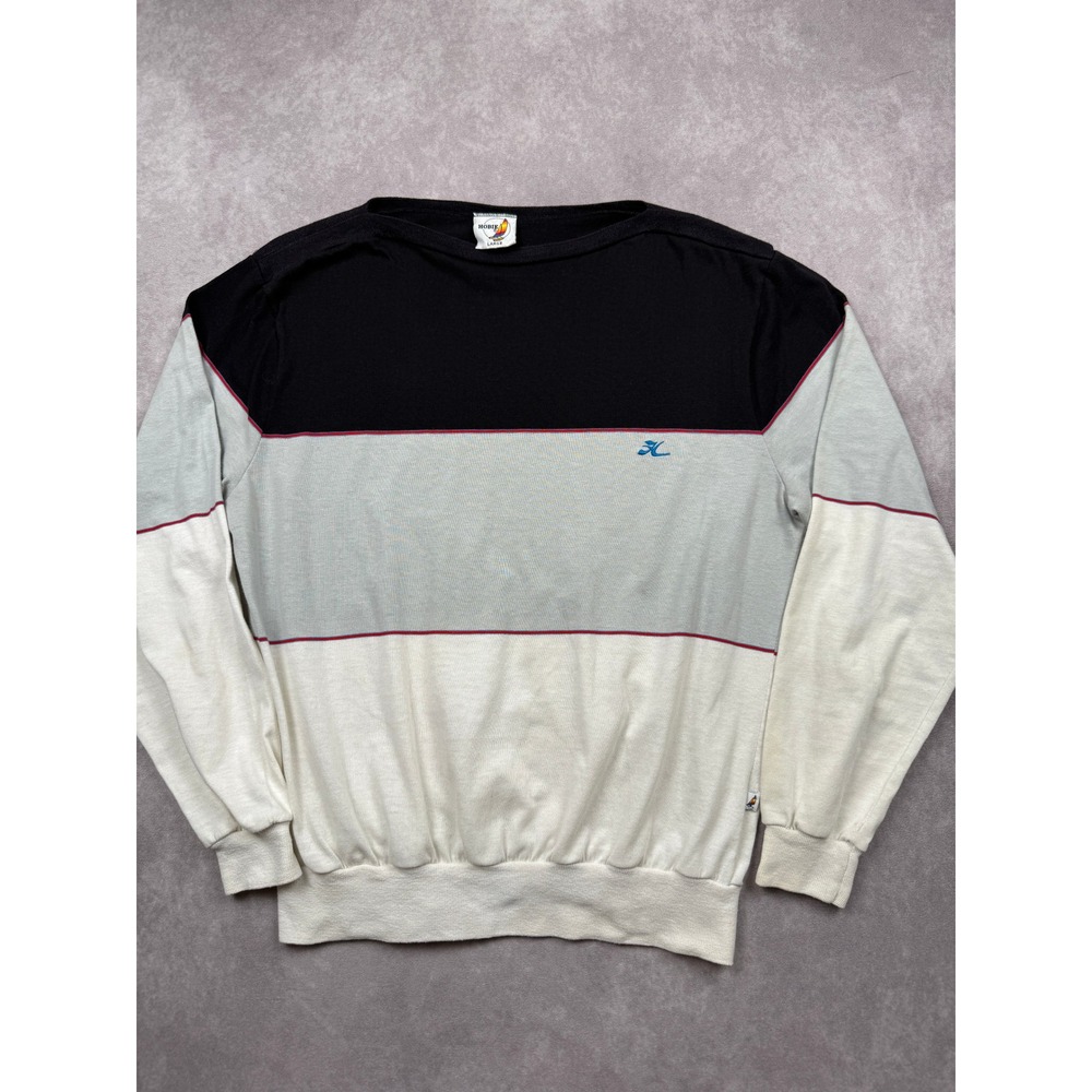 VTG 80s Hobie Color Block Sweatshirt Men L Made in USA Beach Skate Surf Pullover